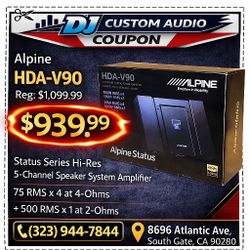 Alpine HDA-V90 Status Series High-Res 5-Channel Car Speakers Amplifier 1600 Watts 🚨 Payment Options Available 🚨 No Credit Needed 🚨 