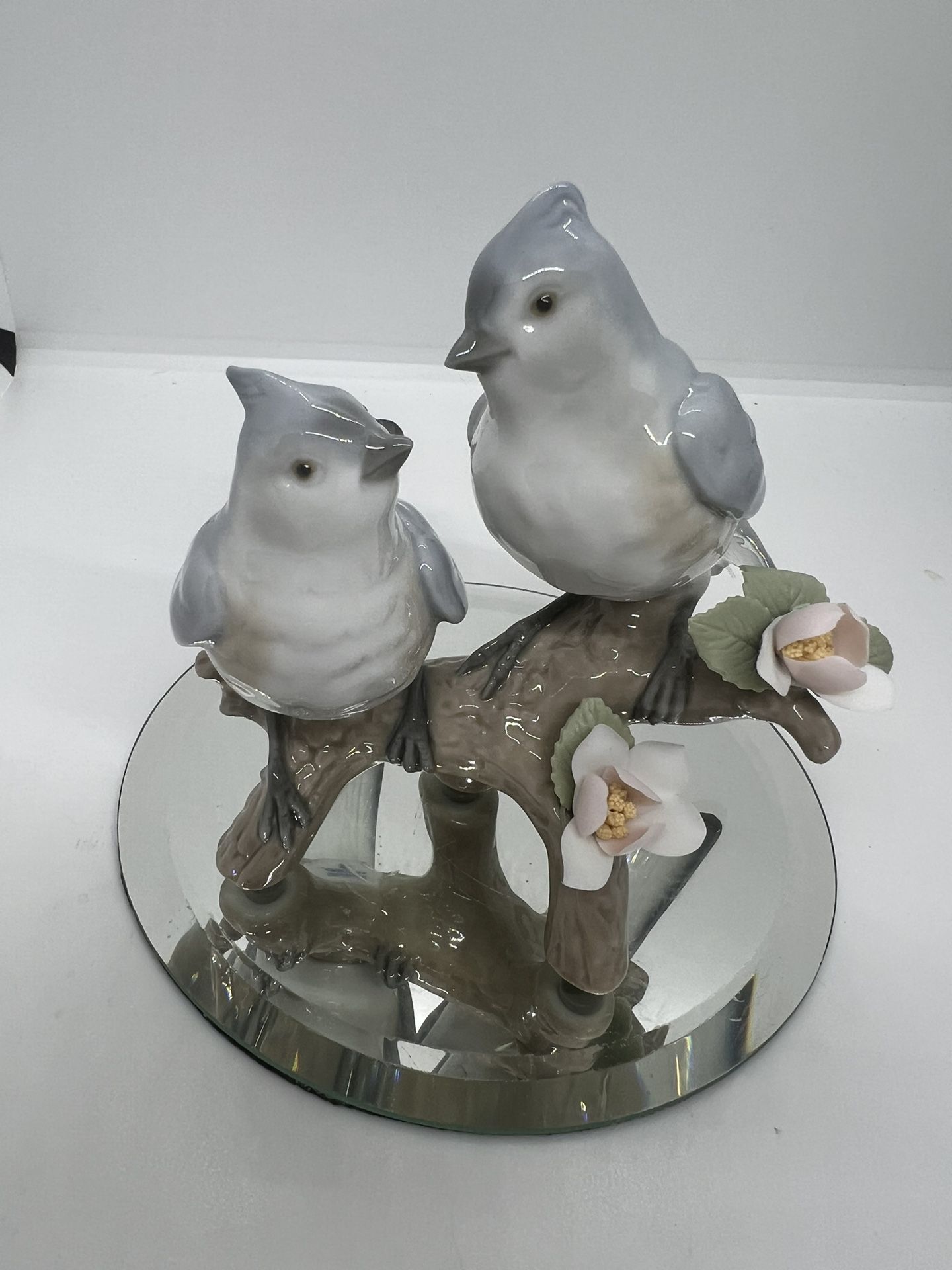 Lladro 6917 "Nature's Duet" 2 Blue Birds on a Branch W Flowers Retired 2010 5.5”