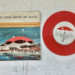 1964 NY World’s Fair Souvenir 45 RPM Record Red Vinyl The Triumph of Man