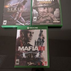 Xbox One video games. $20 each !
COD WWII
Mafia 3& Sekiro 
