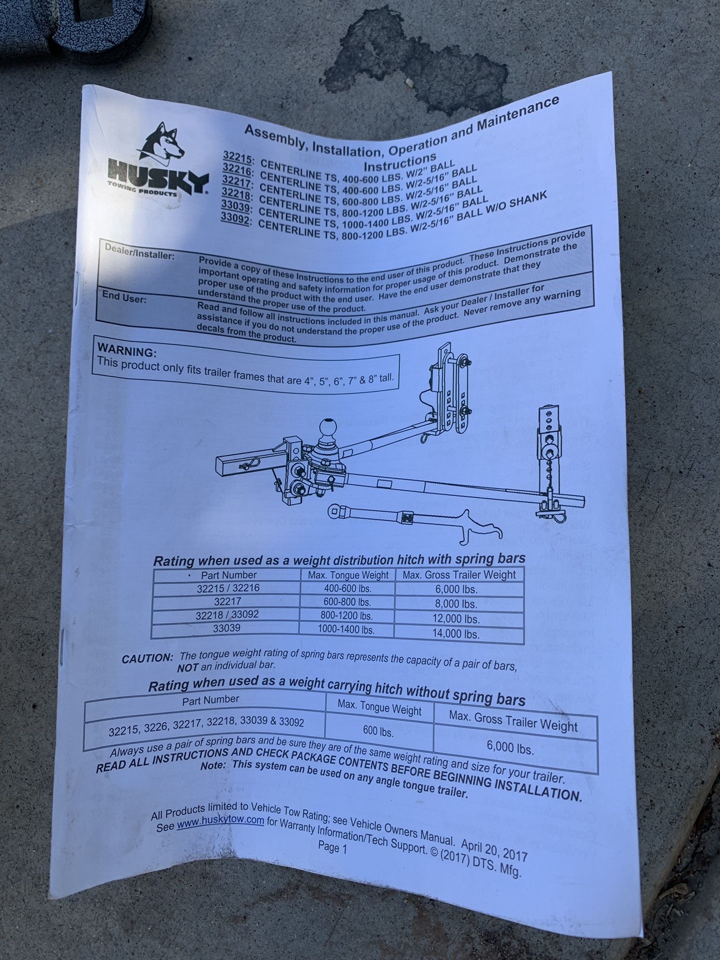 Husky WD hitch centerline ts 1200 tongue for Sale in Chandler, AZ OfferUp