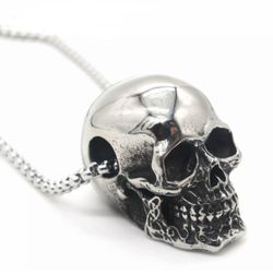 Men’s Stainless Steel Biker Skull Pendant Necklace For Men Jewery