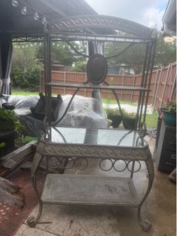 Dining room glass table with 4 chairs also a matching sofa table all for 200 dollars
