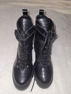 Black leather boots