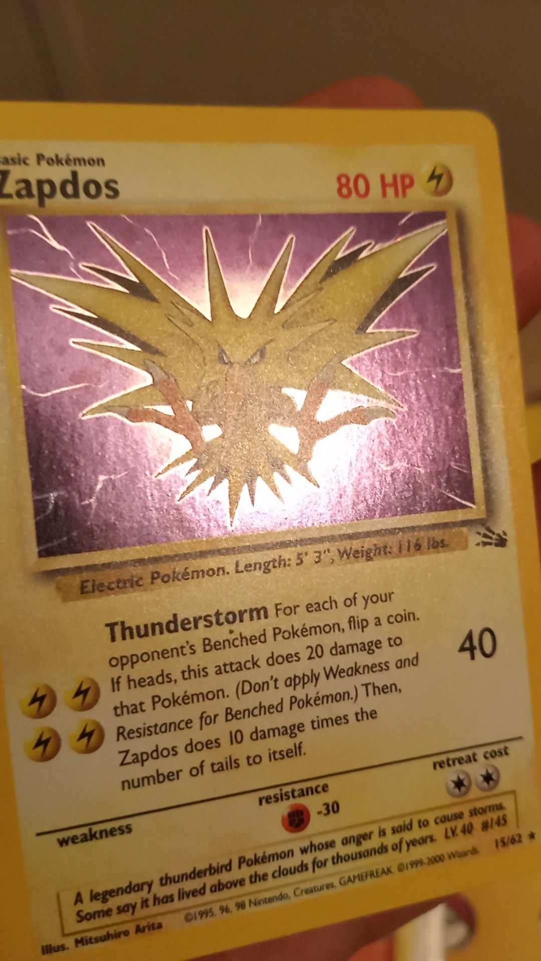 Zapdos pokemon card MINT