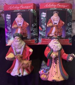 Ser Of 2 Holiday Boutique Collectors Edition Santa's Figurines