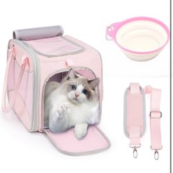 Brand: LOEFAY Cat Carrier, Pet Carrier Portable Bag Airline Approved Max 15lbs, Soft Sided Cat Carrier with Solid Outer Frame Design, Foldable Bowl, A