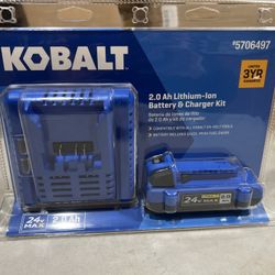 KOBALT 2.0Ah Lithium-Ion Battery & Charger Kit, 24V Max, Works w/ 24 Volt Tools