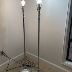 Two Silver Floor Lamps
