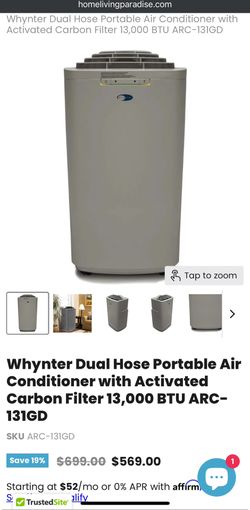 Whynter Dual Hose Portable Air Conditioner with Activated Carbon Filter 13,000 BTU AC