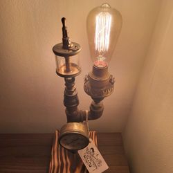 Handcrafted Industrial Lamp with Touch Controlled Lighting