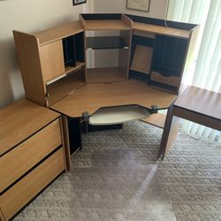 Corner Desk With File Cabinet And Chair