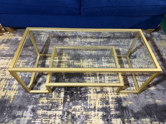 Athena Glass Top Coffee Table Brass Color