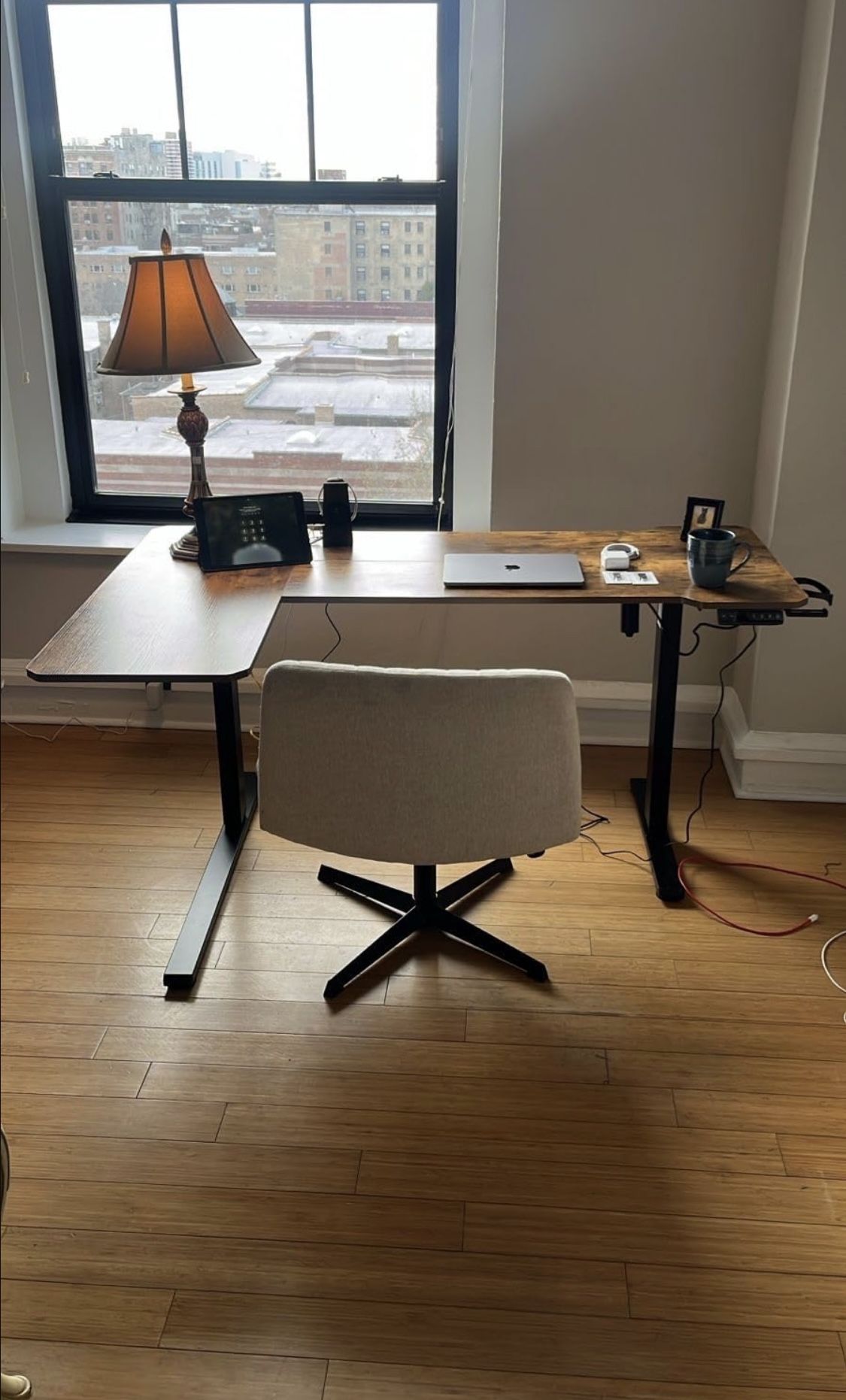 Height Adjustment Desk Electric Standing L Shape 