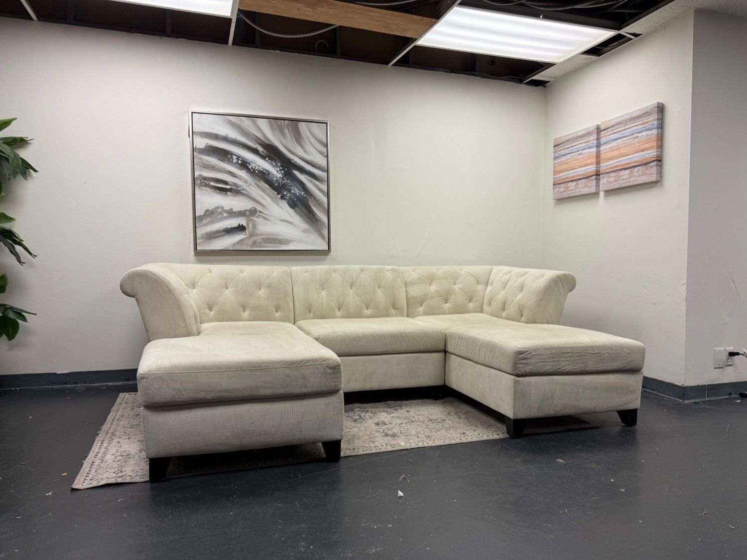 Double Chaise Off White Sectional Sofa - Delivery Available!