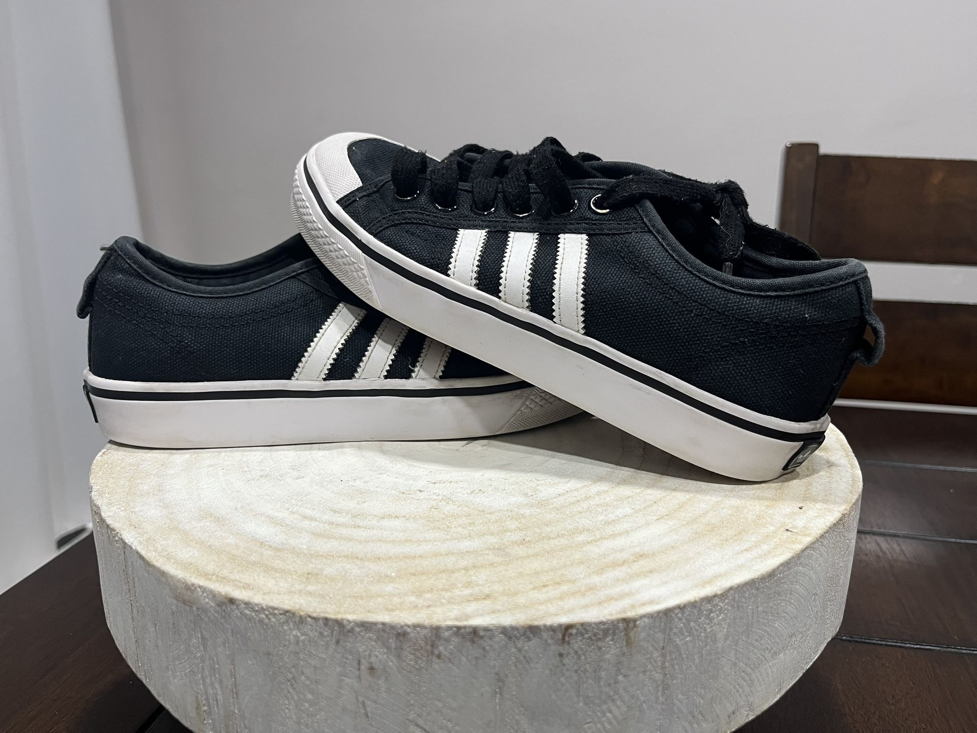 ADIDAS Nizza Men's Core Black White Sneakers Shoes Size 5 CQ2332 Classic Low Top