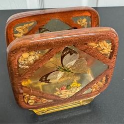 Vintage Butterfly Grains Flowers Acrylic Resin Napkin Holder just $8 