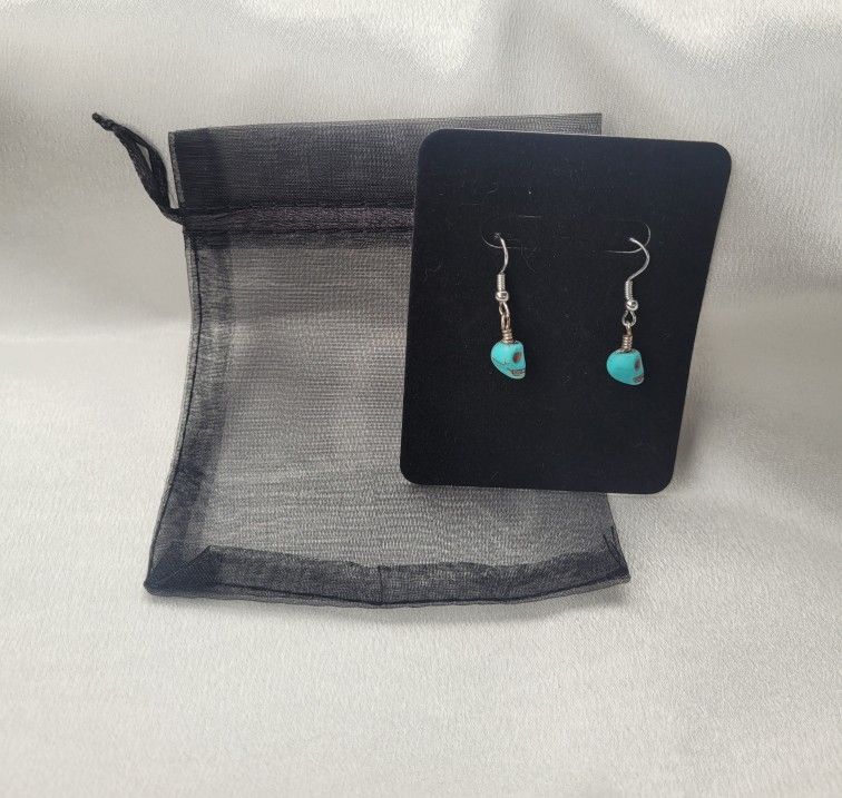 Teal Skull Earrings