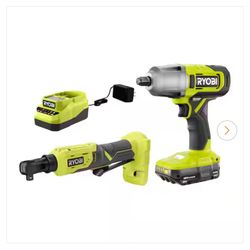 ONE+ 18V Cordless 2-Tool Combo Kit with 1/2 in. Impact Wrench, 3/8 in. 4-Position Ratchet, 2.0 Ah Battery and Charger (NEW)