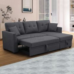 Reversible Sleeper Pull Out Sofa Bed Couch with Storage Chaise