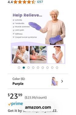 Brand New Purple Arthritis Compression Hand Mittens