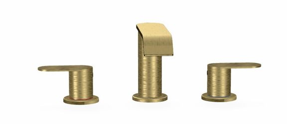 (D-17) Brushed Gold Bathroom Faucet 3 Hole 8 Inch Widespread Waterfall Bathroom Sink Faucets 2 Handles with Pop-up Drain Supply Lines for Bath Vanity 
