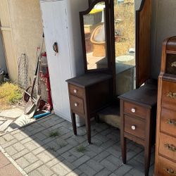 Antique Vanity With Original Mirror 