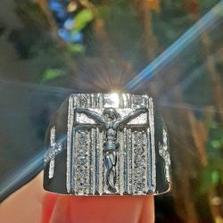 Men's Stainless Steel Crucifix Cross Ring Size 13