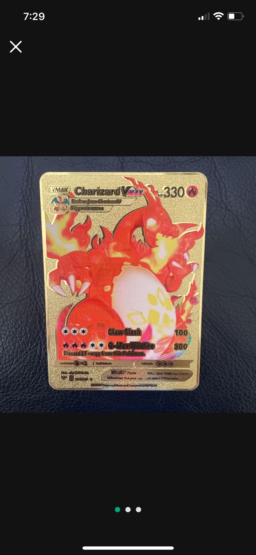 Pokémon Gold Charizard Card 