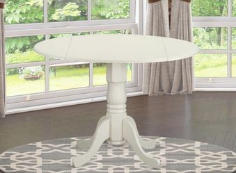 East West Furniture DLT-WHI-T Dublin Modern Kitchen Table - a Round Dining Table Top 42x42 Inch, Linen White