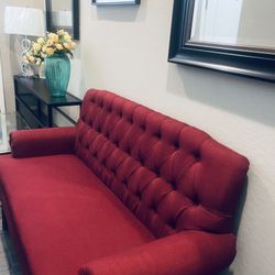Red Upholstered Couch Like New!