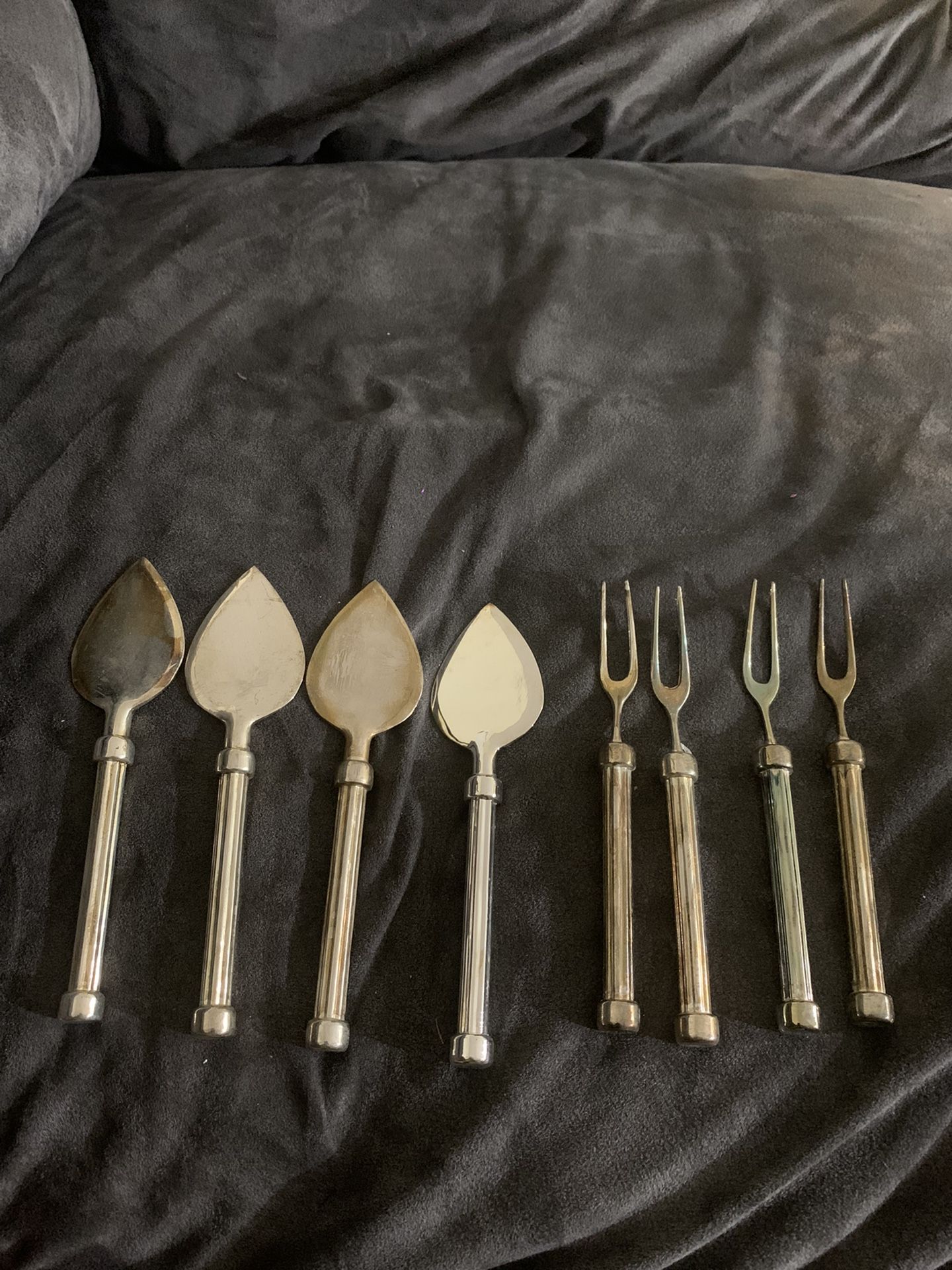 Vintage Cortina Silver Plated Zinc Cheese Knife & Fork Set China 4 Serving