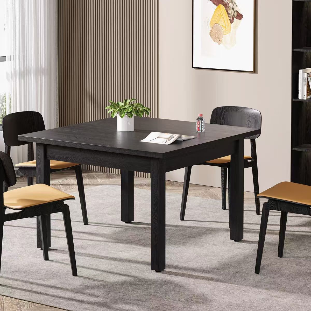 Only Table! 39.4'' Square Dining Table Kitchen Table with Solid Wood Legs for 4