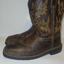 Justin size 10.5 Men's Stampede Driller Cowboy Western Square Toe Work Boot