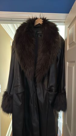 Brown Faux leather and fur coat