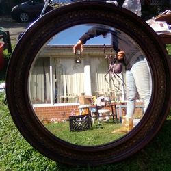 Large,Heavy, Wood, Antique Mirror 38 Inches