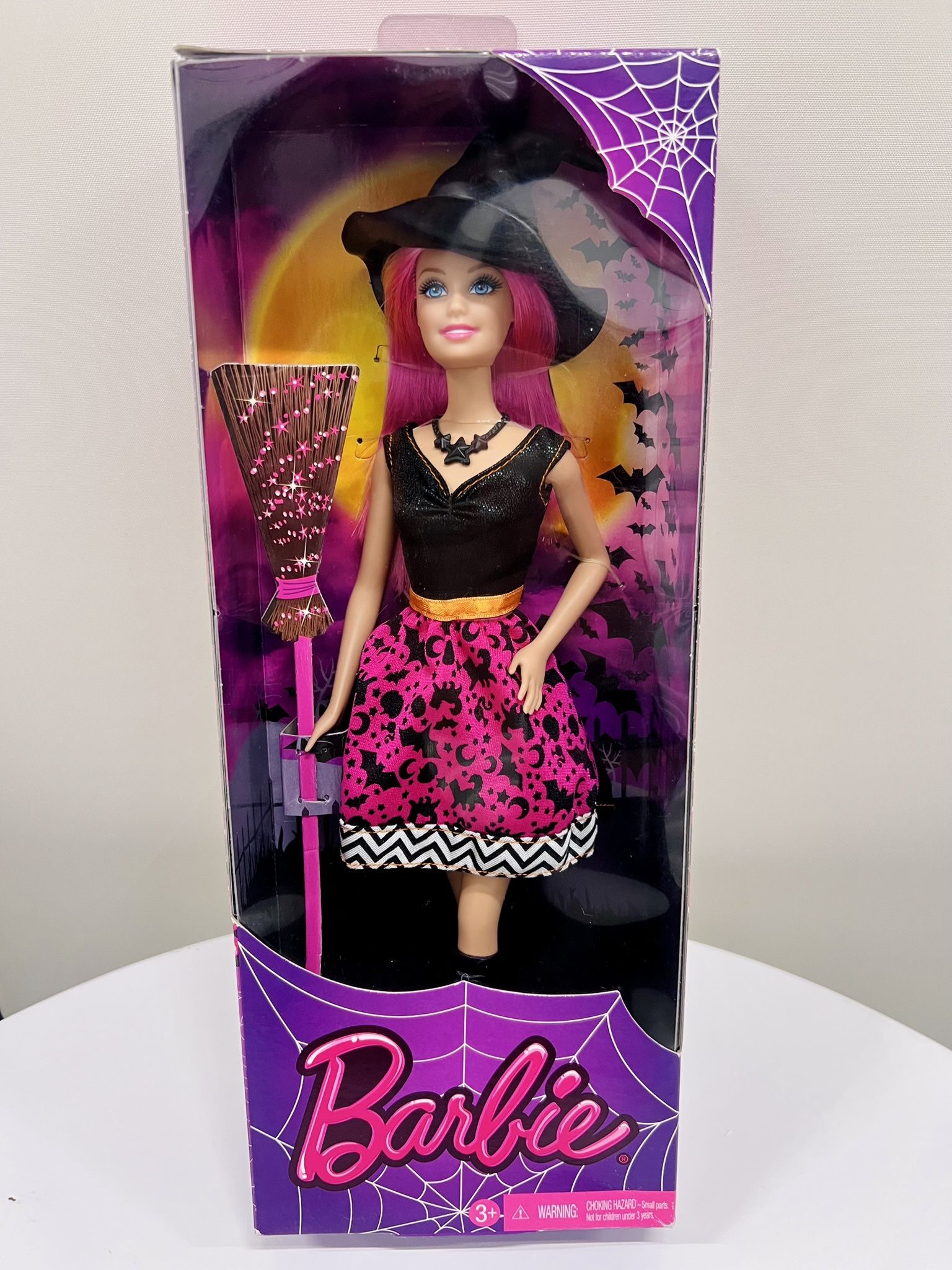 Halloween Barbie Witch Doll Black Cat Pink Dress 2014 RARE Toy NEW