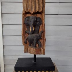 Hand carved elephant sculpture / Home decor.
