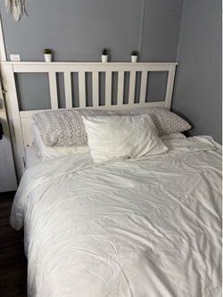 White queen bed frame