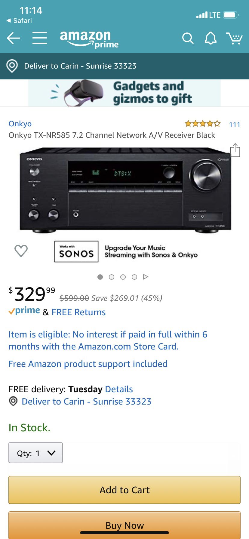 Onkyo 7.2 4K speakers and receiver