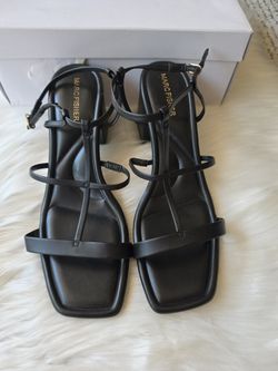 Marc Fisher Women's Gellyn Caged Block Heel Sandals - Black, 9.5M