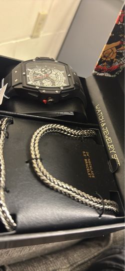 Black Ed hardy watch with bracket an necklace, brand new Richard Millie style watch