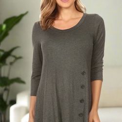 New Womens Gray Asymmetrical Top Sizes S/M/L/XL