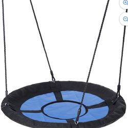 ZenSports 40" Kids Saucer Tree Swing Web Swing – Adjustable Backyard Outdoor Max 440lbs, Blue