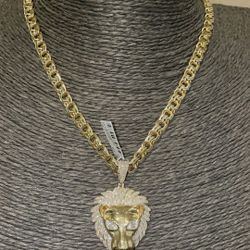 Diamond Lion Charm With Chino Link Chain COMBO DEAL