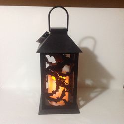 Halloween Gothic Black & Orange LED Flickering Lantern With Bats Design Brand New