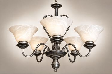 5-Light Metal Chandelier with Glass Shades