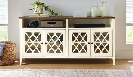 Better Homes 2 Gardens Trellis TV Stand for TVs up to 65", lvory/Walnut