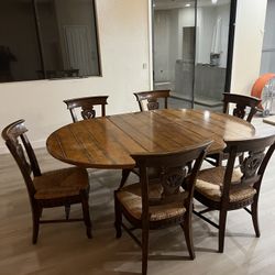 Solid Wood Dining Table & Six Chairs 