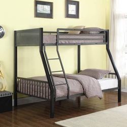 Solid Twin Over Full Bunk Bed!  Steel Construction! Mattress Ready!